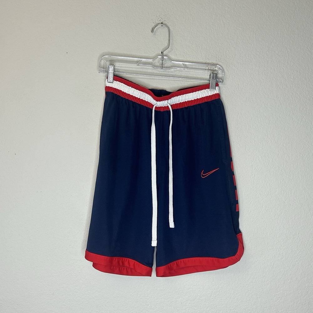 Nike Elite Stripe Dri-FIT Basketball Shorts Men's Size M Red White Blue 8"